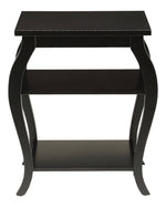 Becci Black Wood Square End Table with 2 Open Shelves