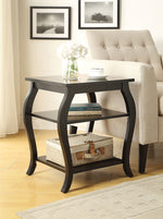 Becci Black Wood Square End Table with 2 Open Shelves