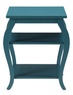 Becci Teal Wood Square End Table with 2 Open Shelves