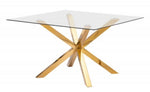 Beverley Gold Metal/Clear Glass Dining Table