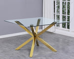 Beverley Gold Metal/Clear Glass Dining Table