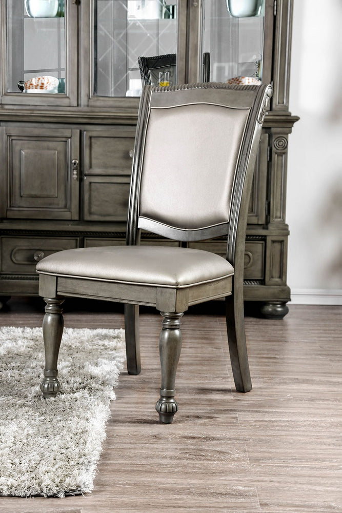 Alpena 2 Silver Leatherette/Wood Side Chairs