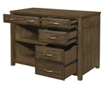 Blanche Brown Gray Wood 4-Drawer Credenza with Hutch