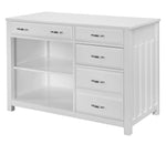 Blanche White Wood 4-Drawer Credenza with Hutch