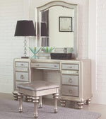 Bling Game Metallic Platinum Wood Vanity Desk