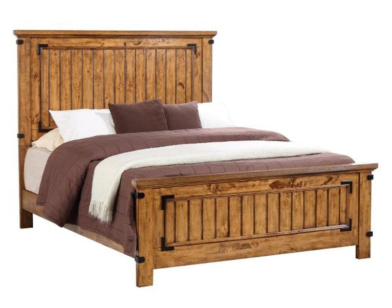 Brenner 5-Pc Rustic Honey Wood King Panel Bedroom Set