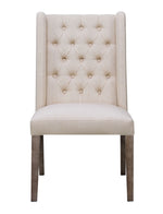 Burnham 2 Beige Linen-Like Fabric Button Tufted Side Chairs