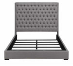 Camille Grey Fabric King Bed with Extra Tall Headboard