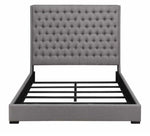 Camille Grey Fabric Queen Bed with Extra Tall Headboard