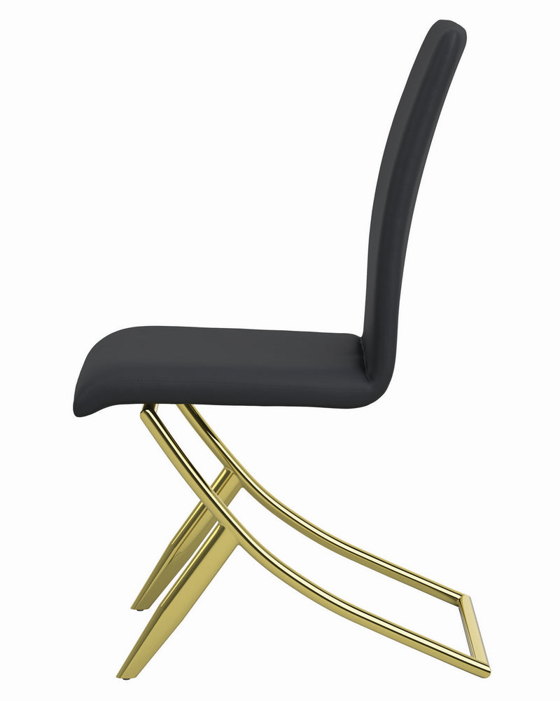Chantar 4 Black Leatherette/Brass Metal Side Chairs