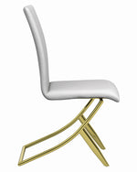 Chantar 4 White Leatherette/Brass Metal Side Chairs