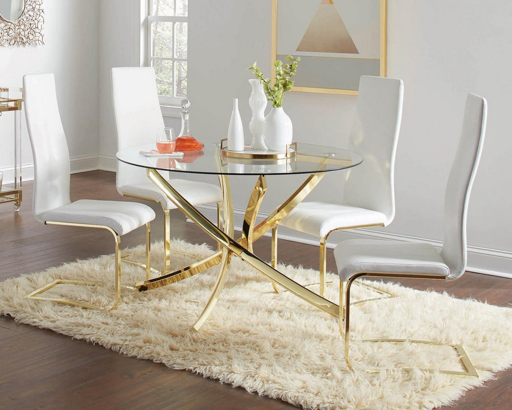 Chantar Clear Glass/Brass Metal Round Dining Table