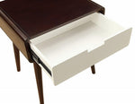 Christa Espresso & White Wood End Table with USB Dock