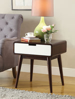 Christa Espresso & White Wood End Table with USB Dock