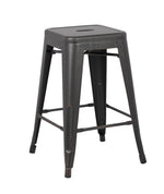 Clelia 2 Distressed Black Metal Counter Height Stools