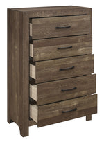 Corbin Rustic Brown Wood 5-Drawer Chest