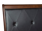 Cotterill Dark Cherry Wood/Black Faux Leather Queen Bed