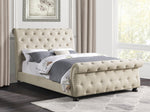 Crofton Beige Fabric Button Tufted Full Bed