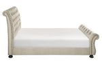 Crofton Beige Fabric Button Tufted Queen Bed