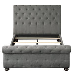 Crofton Gray Fabric Button Tufted Full Bed