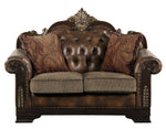 Croydon Brown Vinyl/Fabric Tufted Loveseat