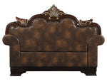 Croydon Brown Vinyl/Fabric Tufted Loveseat