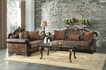 Croydon Brown Vinyl/Fabric Tufted Loveseat