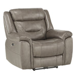 Danio Brownish Gray Leather Power Recliner