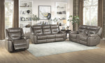 Danio Brownish Gray Leather Power Recliner Sofa