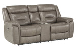 Danio Brownish Gray Power Recliner Loveseat w/Console