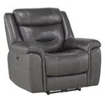 Danio Dark Gray Leather Power Recliner