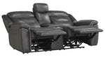 Danio Dark Gray Power Recliner Loveseat with Console