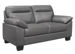 Denizen Modern Dark Gray Leather Loveseat