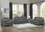 Denizen Modern Dark Gray Leather Loveseat