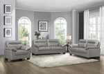 Denizen Modern Gray Leather Loveseat