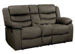 Discus Brown Manual Recliner Loveseat with Console