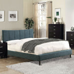 Ennis Dark Blue Linen-like Fabric Full Bed