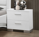 Felicity Glossy White Wood 2-Drawer Nightstand