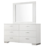 Felicity Glossy White Wood 6-Drawer Dresser