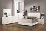 Felicity Glossy White Wood Cal King Panel Bed