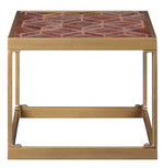 Genevieve Retro Brown Top Grain Leather/Metal End Table