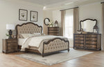 Heath Court Brown Fabric/Oak Wood King Bed