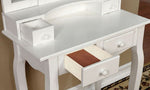 Janelle White Wood Vanity with Mirror & Stool