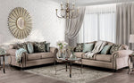 Jarauld Dark Taupe Fabric Loveseat w/Nailheads