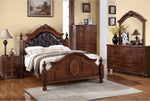 Katalin Cherry Wood/Faux Leather Queen Bed