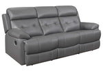 Lambent Dark Gray Leather Manual Recliner Sofa