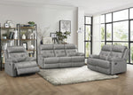 Lambent Gray Leather Manual Recliner Loveseat