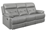 Lambent Gray Leather Manual Recliner Sofa