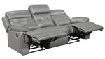 Lambent Gray Leather Manual Recliner Sofa