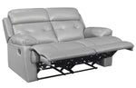 Lambent Silver-Gray Leather Manual Recliner Loveseat